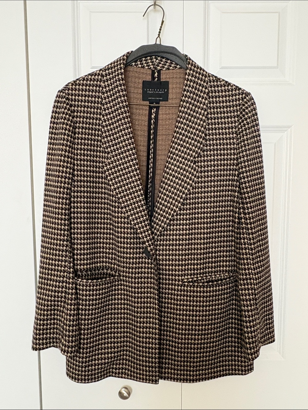 Sanctuary Brown & Black Houndstooth Blazer